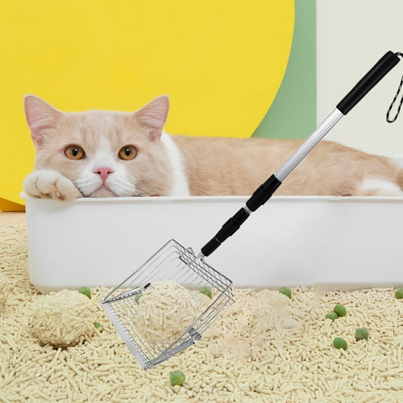 Stainless Steel Telescopic Cats Litter Shovel Large Fine Hole Poop Shoveling Artifact Chicken Manure Pickers Suitable For Cats Litter Box Poop Shovel, Xinsrenus Under $5! Stainless Steel