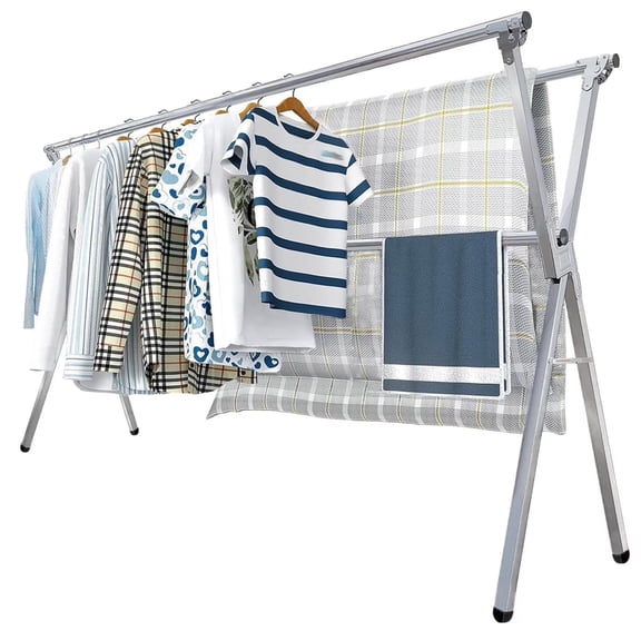 SROEDTY telescopic drying rack -53 inches to 65 inches non slip, large foldable, suitable for indoor and outdoor use