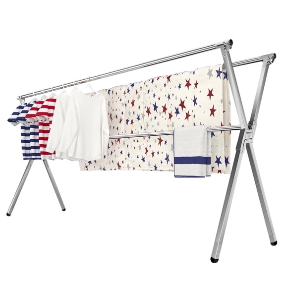 SROEDTY telescopic drying rack -53 inches to 65 inches non slip, large foldable, suitable for indoor and outdoor use