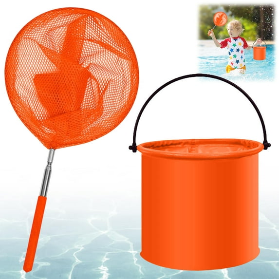 Stainless Steel Telescopic Fishing Net with Collapsible Bucket Set for Outdoor Angling and Portable Storage Swimming Pool Sewer Toys