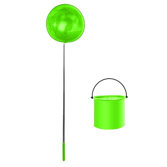 Stainless Steel Telescopic Fishing Net with Folding Bucket, Pool Cleaning Outdoor Activity Set for 3-5 Years