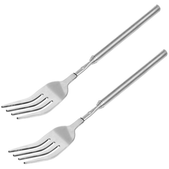 Stainless Steel Telescopic Fork Extendable Dinner Fruit Dessert Long Handle Long Stainless Steel Retractable Fork Sturdy