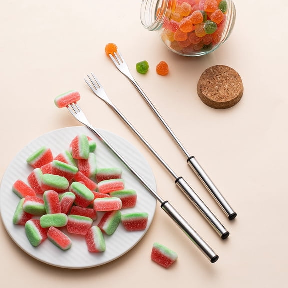 Stainless Steel Telescopic Forks Set of 6, Long Handle Fruit Forks Extendable from 10" to 16", 2-Tine Dessert Forks for Appetizers, BBQ, Seafood, Camping and Picnic, Dishwasher Safe