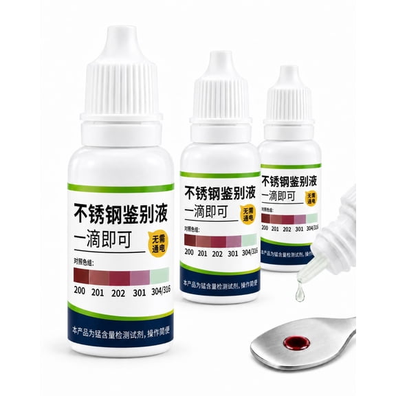 Stainless Steel Test Liquid, 304 and 201 Stainless Steel Identification Solution, Metal Testing Kit for Kitchenware
