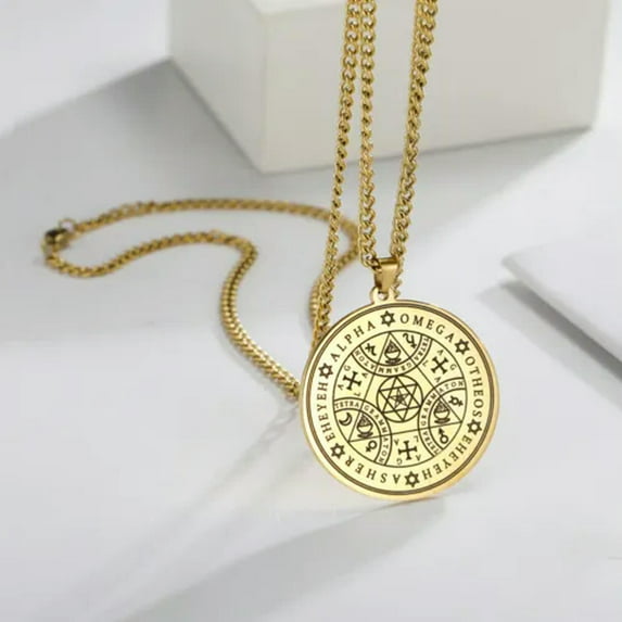 Stainless Steel Tetragrammaton Pendant Alpha Triangle Talisman Necklace