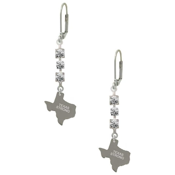 Stainless Steel Texas Strong - Crystal Madison Leverback Earrings