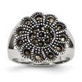 thumbnail image 1 of Stainless Steel Textured Flower Marcasite Ring, 1 of 7