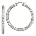 thumbnail image 1 of Stainless Steel Textured & Polished Hollow 45mm Hoop Earrings, 1 of 7
