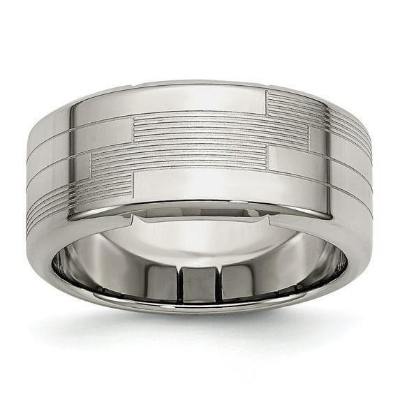 Stainless Steel Textured Ring - Size 10