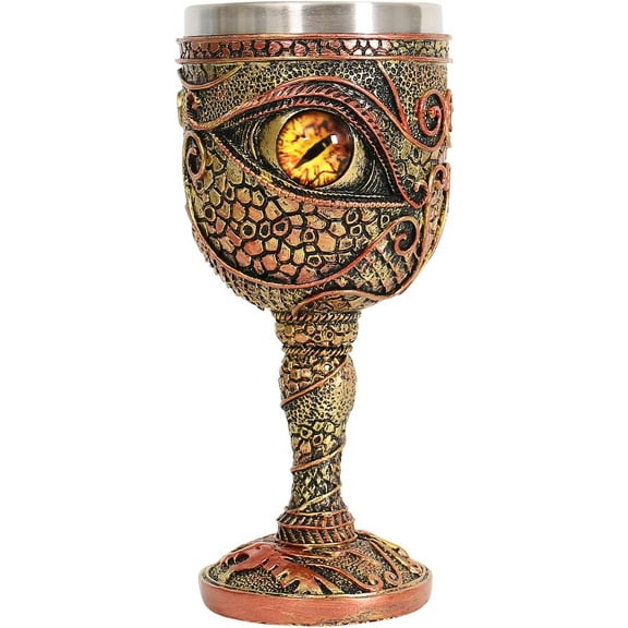 Stainless Steel The Eye of The Dragon Wine Goblet Chalice,Dungeons and Dragons Medieval DragonWine Cups 7oz.Men’s Gift (Blue Eyes)