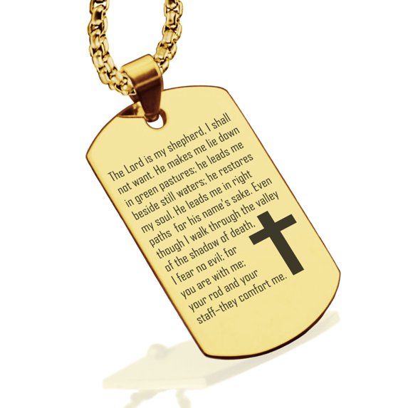 Stainless Steel The Lord Is My Shepherd Prayer Dog Tag Pendant Necklace
