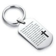 thumbnail image 1 of Stainless Steel The Lord’s Prayer Dog Tag Keychain Circle Ring, 1 of 2