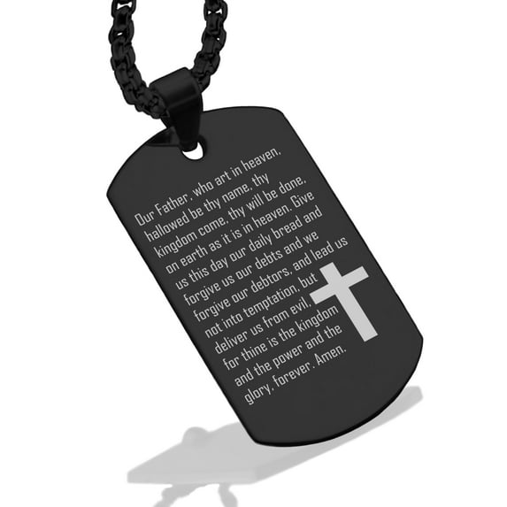 Stainless Steel The Lord’s Prayer Dog Tag Pendant Necklace