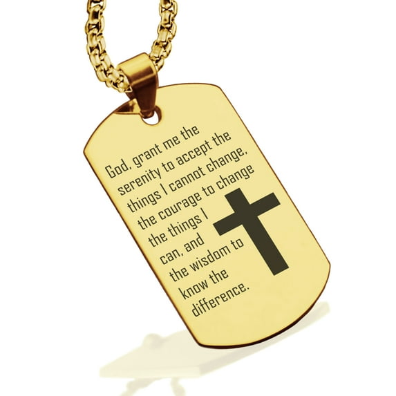 Stainless Steel The Serenity Prayer Dog Tag Pendant Necklace