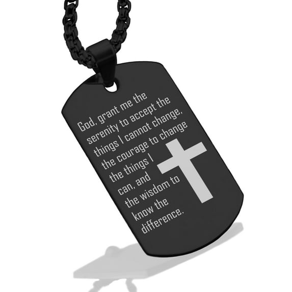 Stainless Steel The Serenity Prayer Dog Tag Pendant Necklace