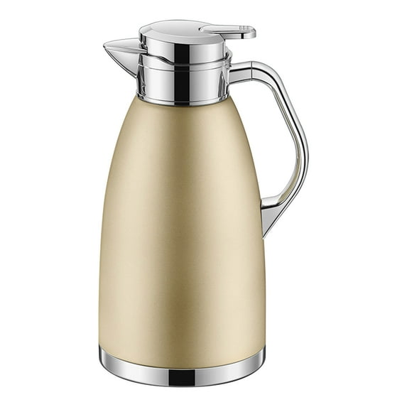 Stainless Steel Thermal Carafe with Lid | 2.3L Large Capacity | Built-in Filter & Leak-Proof Spout | Heat-Resistant Handle | Ideal for Coffee, Tea, Water