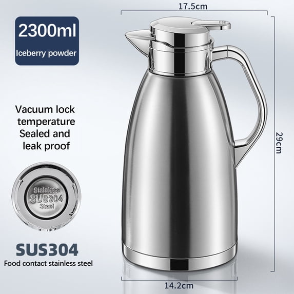 Stainless Steel Thermal Carafe with Lid, Built-In Filter, Leak-Proof Spout, Insulated Coffee and Tea Server for Home, Office, and Beverage Serving