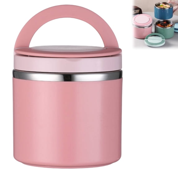 Stainless Steel Thermal Food Canister with Top Handle, Spill Resistant Portable Soup Container for School Office Picnic Daily Use 630ml