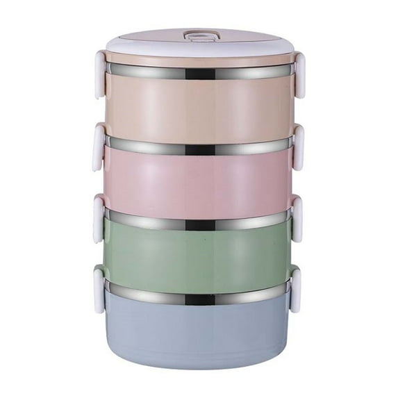Stainless Steel Thermal Lunch Box,Portable Lunch Box,Stackable Lunch Box Container,4 Tier Leakproof and Microwave Safe Insulated Bento Boxes Food Container for Work,Camping and Picnicking(Pink)