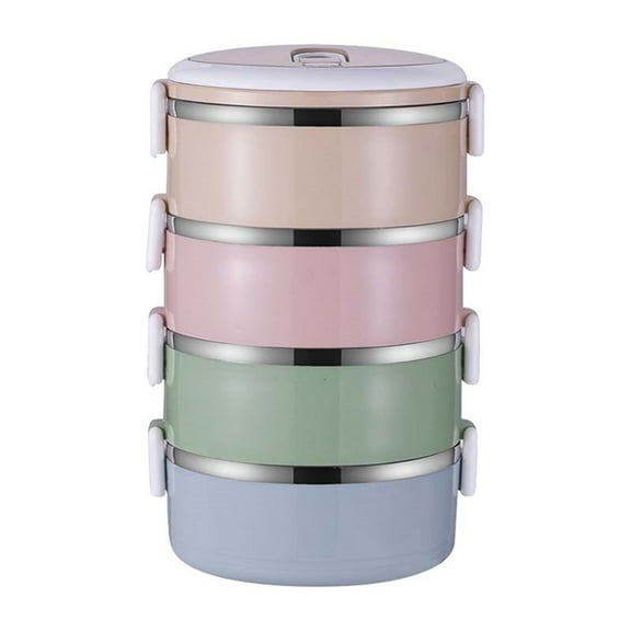Stainless Steel Thermal Lunch Box,Portable Lunch Box,Stackable Lunch Box Container,4 Tier Leakproof and Microwave Safe Insulated Bento Boxes Food Container for Work,Camping and Picnicking(Pink)