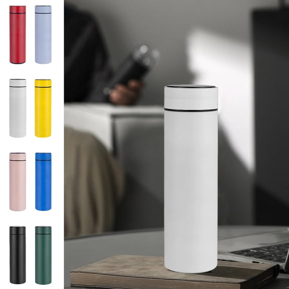 Stainless Steel Thermo Cup with Intelligent Temperature Display Lid, 316 Insulated Smart Mug for Hot Beverages, Portable Travel Coffee Tumbler with Tea Strainer, Topliu