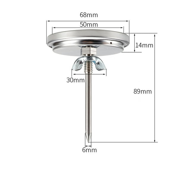 Stainless Steel Thermometer Bi-Metal Thermometer Dial Thermometer 0~280 Degrees Celsius For Grill Barbecue Smoker Oven