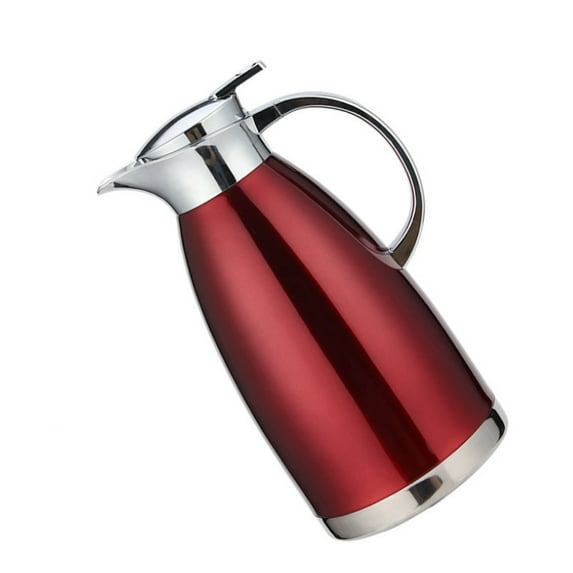Stainless Steel Thermos Double Layer Insulated Vacuum Water Bottle Home Office Coffee Pot Tea Kettle Kitchen Supplies Decoration (Red,1.8L)