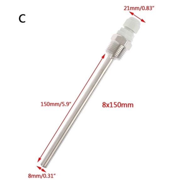 Stainless Steel Thermowell 1/2\"Npt Threads For Temperature Sensors 150Mm Smile Home