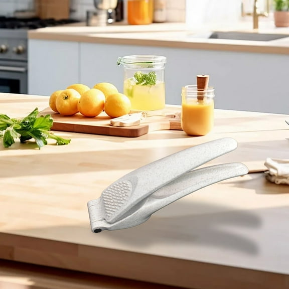 Stainless Steel Thickened Garlic Press with Plastic Handle,Garlic Puree Press ,Garlic Crusher, Mincer & Peeler for Unpeeled Cloves,Rust-Proof, Easy to Clean, Dishwasher Safe