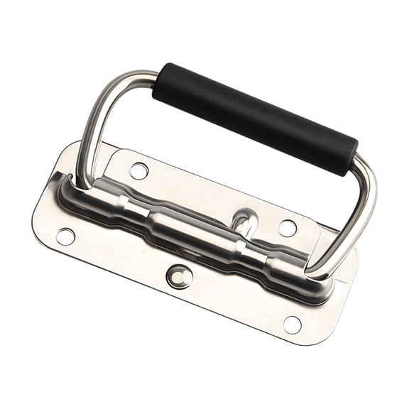 Stainless Steel Thickened Spring Handle Movable Folding Pull Hardware With Ergonomic Design Spring Loaded Rubber Handle