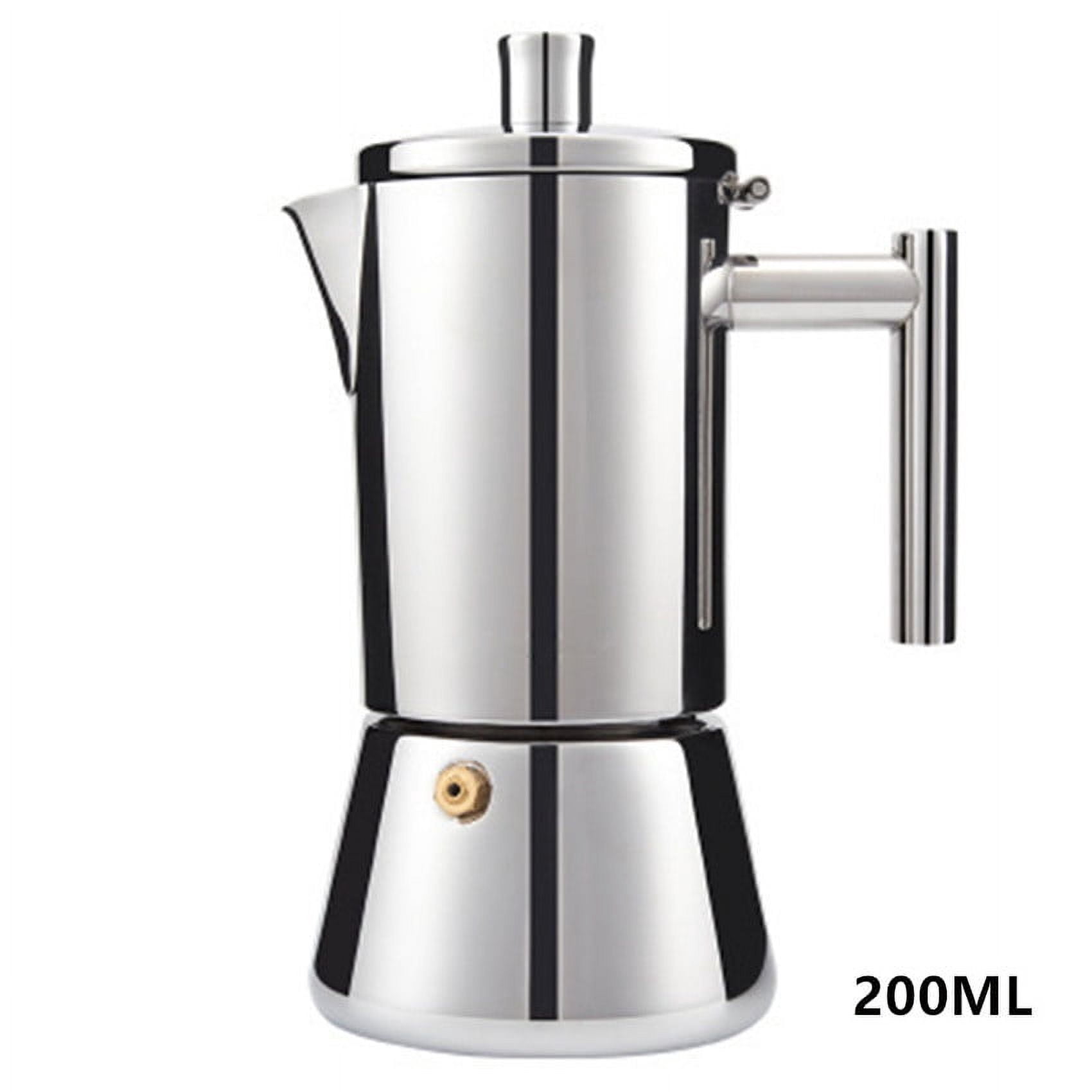 Stainless Steel Thickening Moka Coffee Pot Cuban Espresso Coffee Maker For Kitchen Stovetop Induction Gas Or Electric Stoves-Option 200ml Silver