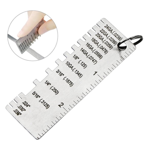 Stainless Steel Thickness Gauge for Sheet Metal, Weld Inspection, Wire Gauge Ruler - 2.83*1 inch Silvery