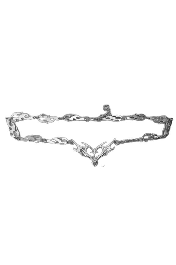Hip Hop Charm Inspired Heart Hollow Necklace Adorned Thorn Flame Detail For Standout Look Various Occasions