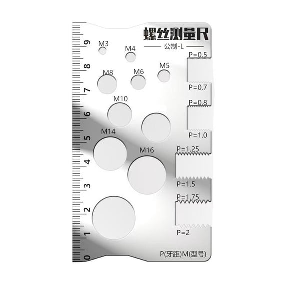 Stainless Steel Thread Gauge -Metric Screw Nut Pitch Measurement Ruler Caliper for Crafts, Home, Industrial Fastener Inspection