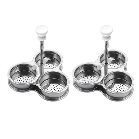 Stainless Steel Three-Compartment Breakfast Egg Cooker, Clearance Dienrx Stainless Egg Poacher Egg Poacher Pan Poached Egg Cooker Nonstick Poached Egg Pan Boiled Eggs Maker Egg Pan with 3 Cups Egg