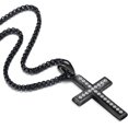 thumbnail image 1 of Stainless Steel Three-row A5 CZ Cross Pendant Necklace For Women&Men,On 24 In Rope Chain,Gold/Silver plated, 1 of 6