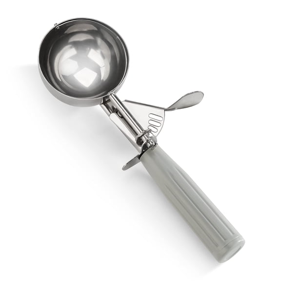 Commercial Stainless Steel Ice Cream Scoop 4 oz Size 8, Thumb Press Disher for Cookie Dough Rice Portioning, Grey
