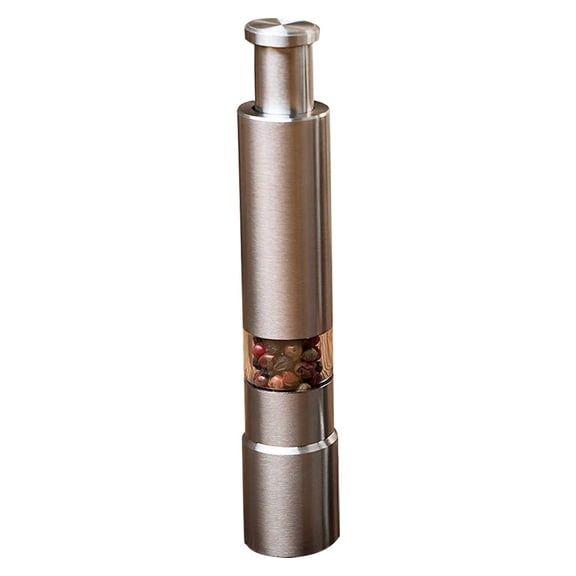 Stainless Steel Thumb Push Pepper Grinder, Rvkxad One-Handed Spice Mill Muller Stick, Adjustable Coarseness Easy Refill Manual Pepper Mill for Kitchen Dining Restaurant