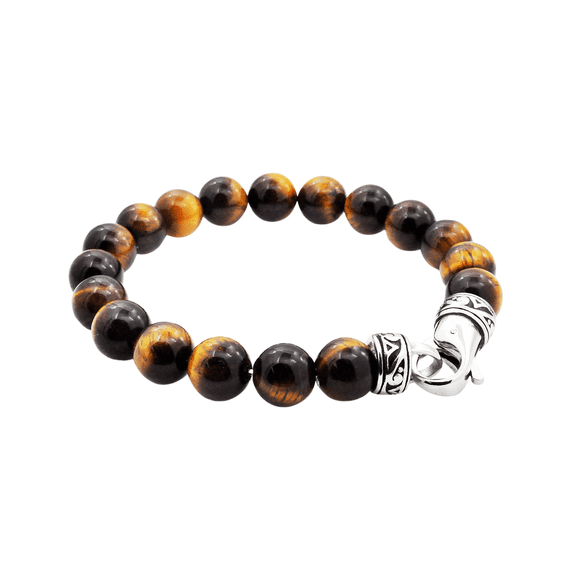Stainless Steel Tiger's Eye's Beaded Stainless Steel Bracelet