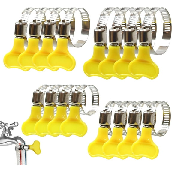 Stainless Steel Tightening Pipe Clips, 16PCs Hose Clips Set 4 Size Hose Clips Set Adjustable Pipe Clamps Hose Clamps for Securing Home Gas Flexible Connections 16/25/32/44mm