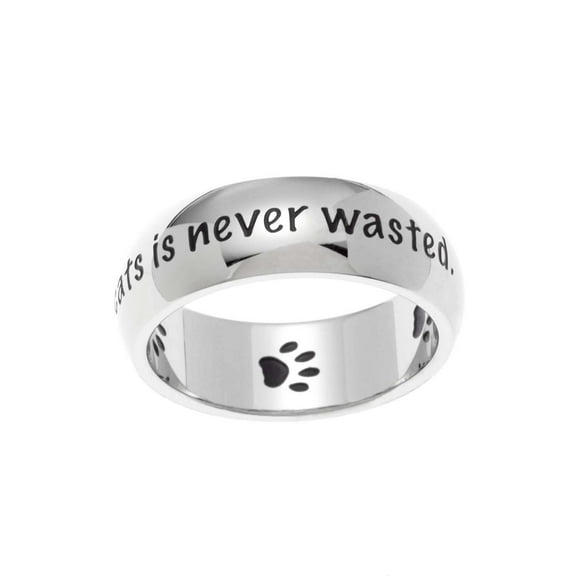Stainless Steel "Time Spent With Cats Is Never Wasted" Engraved Cat Lover Ring size 7