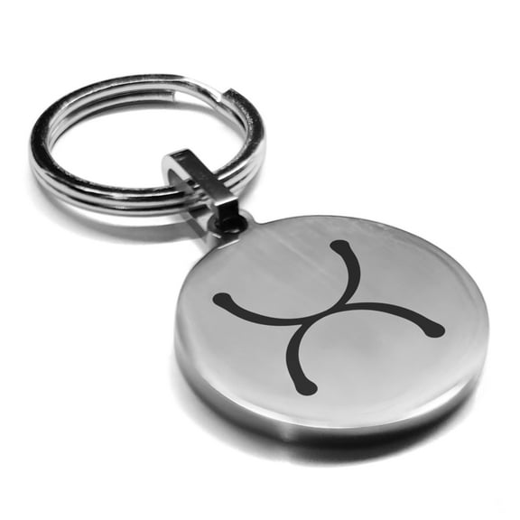 Stainless Steel Tin Alchemy Symbol Round Medallion Keychain Circle Ring