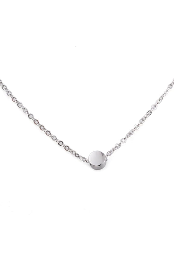 Stainless Steel Tiny Dot Circle Floating Disc Collar Necklace