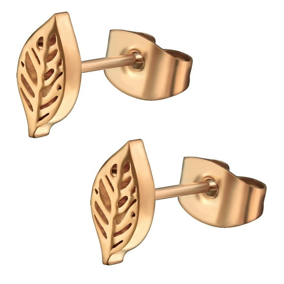 Stainless Steel Tiny Leaf Stud Post Earrings