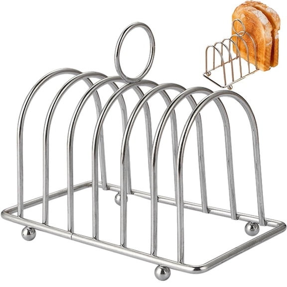 Stainless Steel Toast Bread Rack 6 Slices Slot Bread Holder Nonstick Loaf Stand for Restaurant Kitchen Accessories