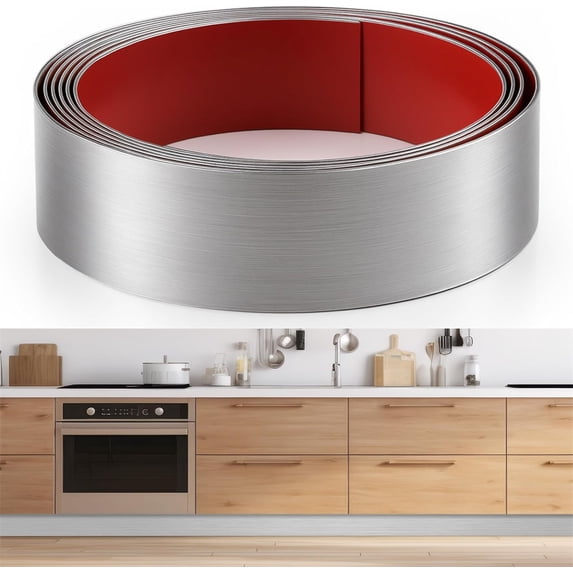 Stainless Steel Toe Kick Cover, MODANU 6.5ft x 3.9 inch Baseboard Plate, Self Adhesive Kickplate for Bottom of Door, Kitchen Island, Cabinet, Cupboard (Silver)