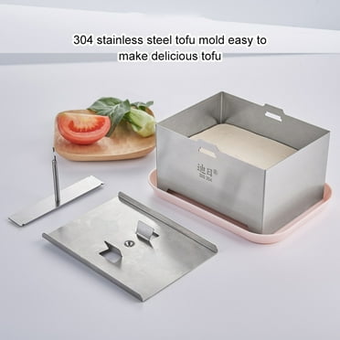 Stainless Steel Tofu Press, Complete Kit with Pressing Towel & Drip Tray, Great for Making Homemade Tofu, Cheese Press, Enhances Tofu Texture & Flavor, Compact & Durable