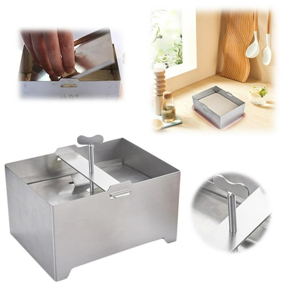 Stainless Steel Tofu Press,Tofu Presses Tofu Stainless Tofu Presses Adjustable Paneer Maker with Drain Hole and Drip Tray 16*12*9Cm Cheese for Making 1Kg Tofu Cheese