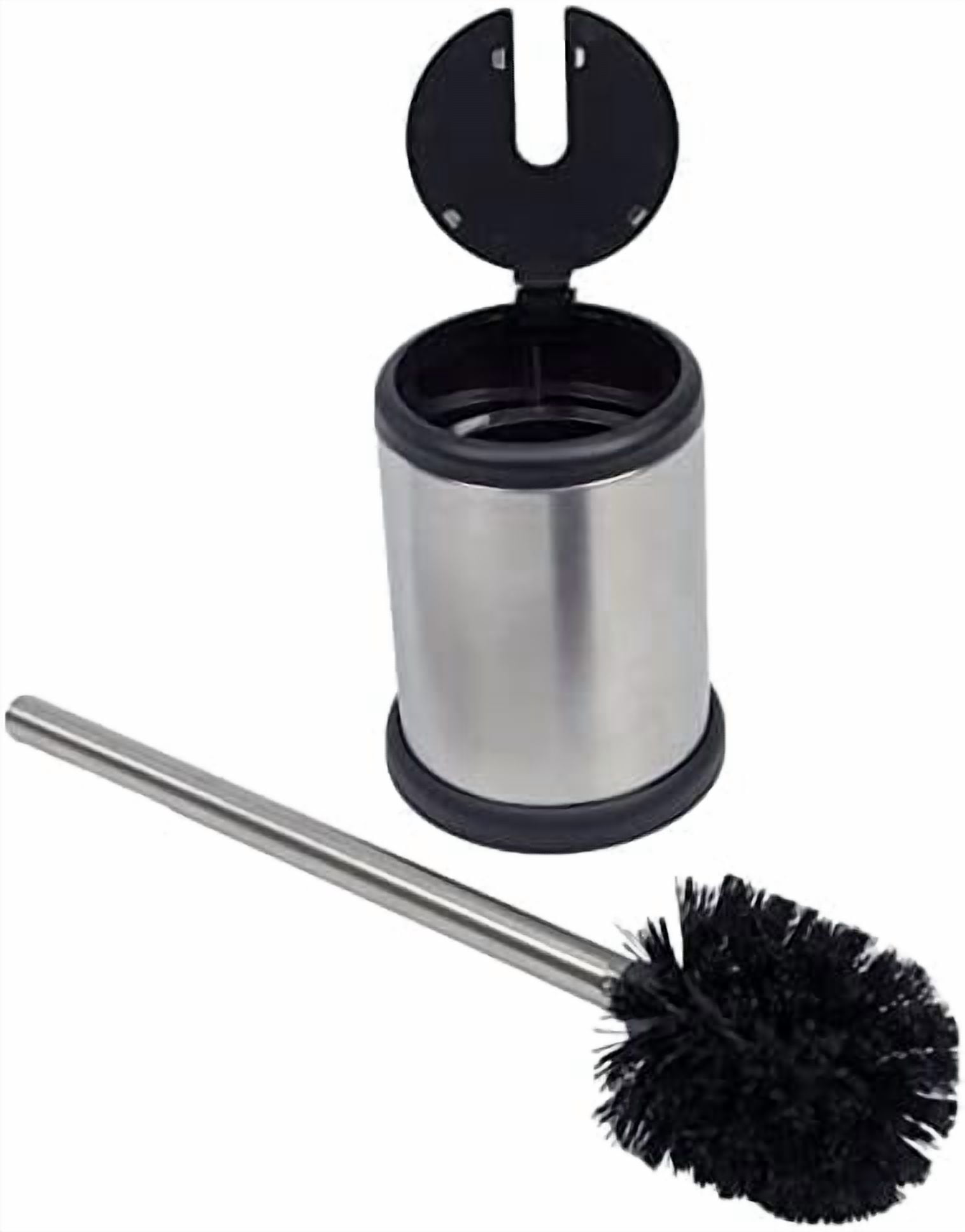 Stainless Steel Toilet Bowl Brush and Holder set for Deep Cleaning,Bowl Scrubber Brush with Lid for Bathroom,Deluxe Freestanding Toilet Brush and Plunger Combo