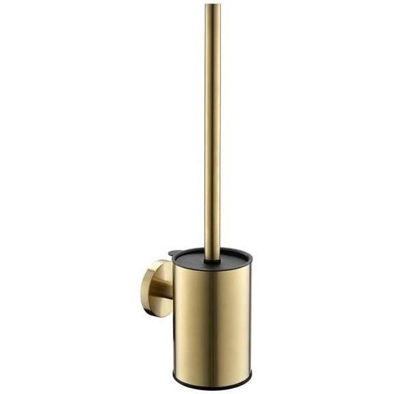 Stainless Steel Toilet Brush & Holder, Wall-Mounted,easy to install,long handle,Heavy Duty Cleaner for Bathroom, brushed gold